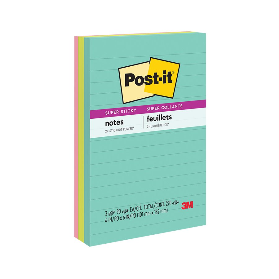 Feuillets Post It Super Sticky Collection Clat De Lumi Re X Po