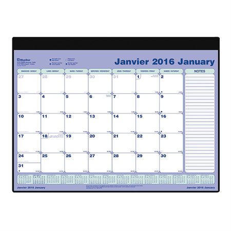 Calendrier sous-main mensuel (2020) Calendrier avec base 17 x 22”