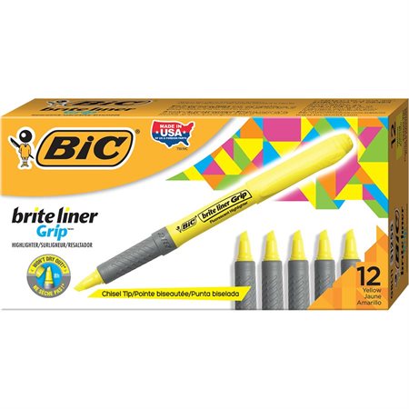 Surligneur Brite Liner® Grip Boite de 12 jaune