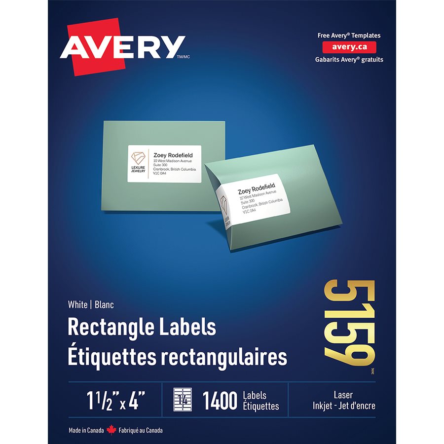 Étiquettes Dadresse Blanches Laser Easy Peel® Boîte De 100 Feuilles 4 X 1 2000 5271