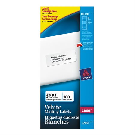 Étiquettes de classement blanche 2-5 / 8 x 1” (200)