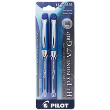 Hi-Tecpoint Grip V5 / V7 Rolling Ballpoint Pens 0.7 mm. Package of 2 blue