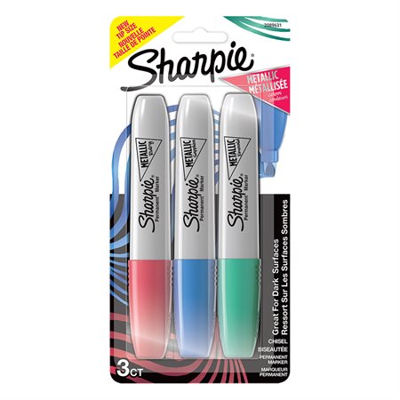 Marqueurs métallisés Sharpie® Paquet de 3 rouge rubis, vert émeraude, bleu saphire