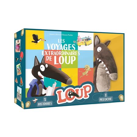 Coffret; Les voyages extraordinaires de Loup ( peluche + 3 histoires